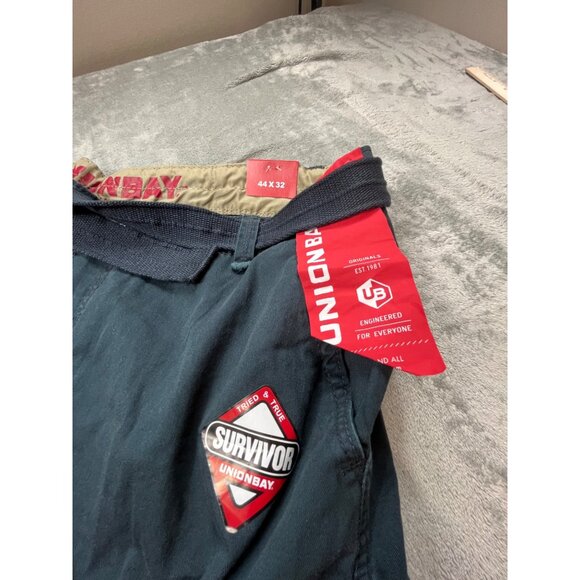 Unionbay Mens 44X32 True Navy Cotton Survivor Cargo Pants Baggy Belt Included - Picture 11 of 15